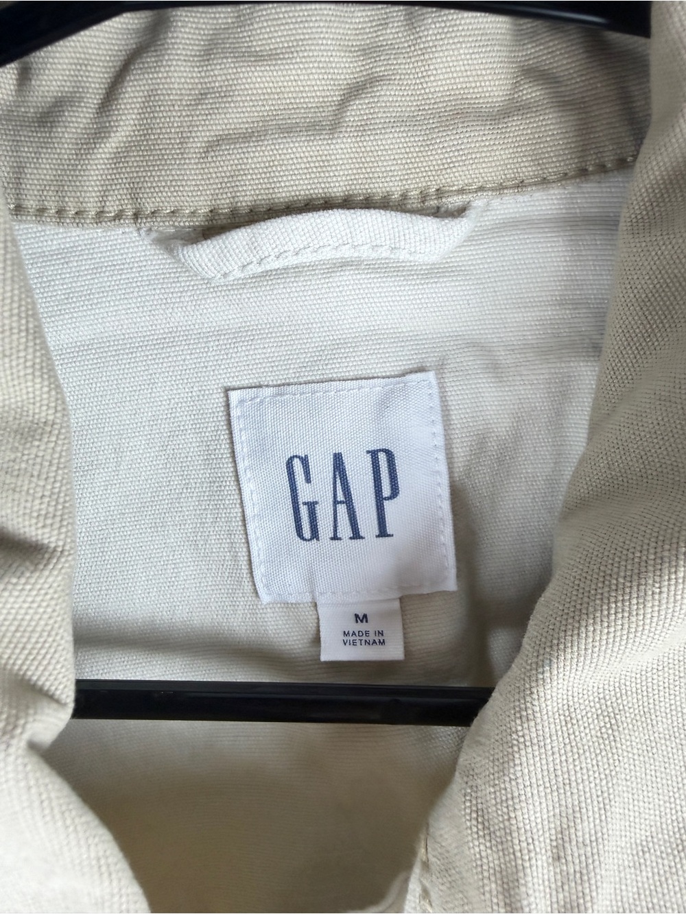 Gap Cropped Canvas Chore Jacket White Beige Contrast Collar NWT Size M - Picture 3 of 8